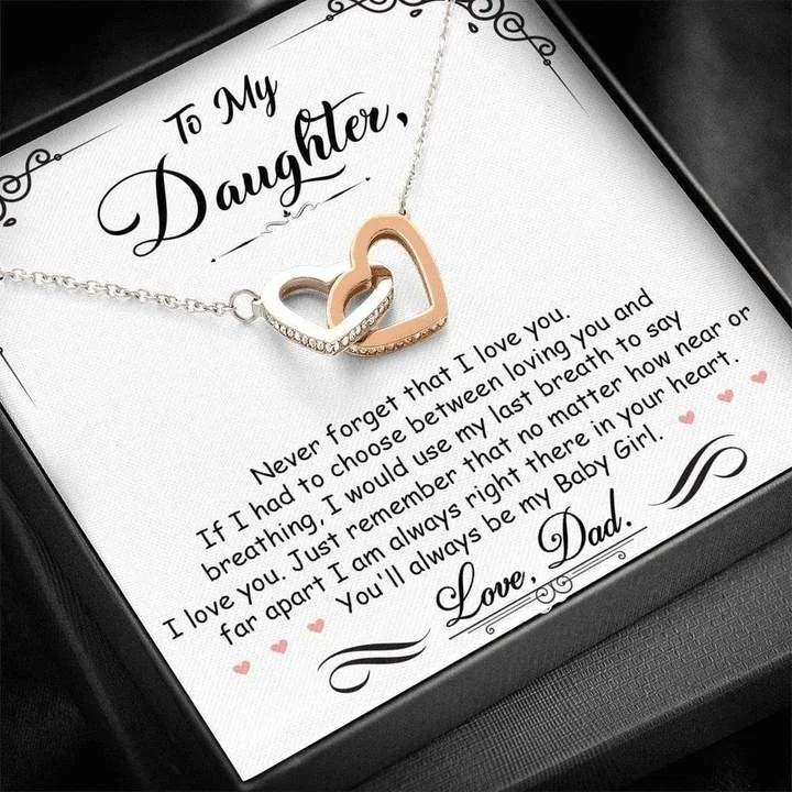 Mayoulove Dad To Daughter🎁 - Interlocking Heart Necklace-Mayoulove