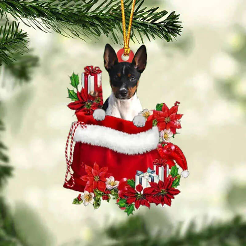 VigorDaily Rat Terrier In Gift Bag Christmas Ornament GB008