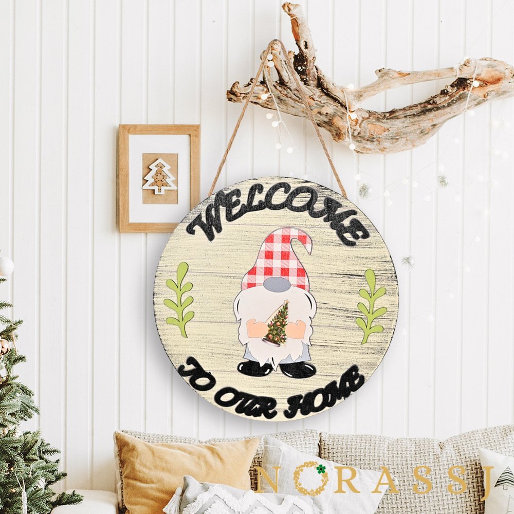 Rudolph Welcome Sign Wooden Hanging Sign Spring Wreath