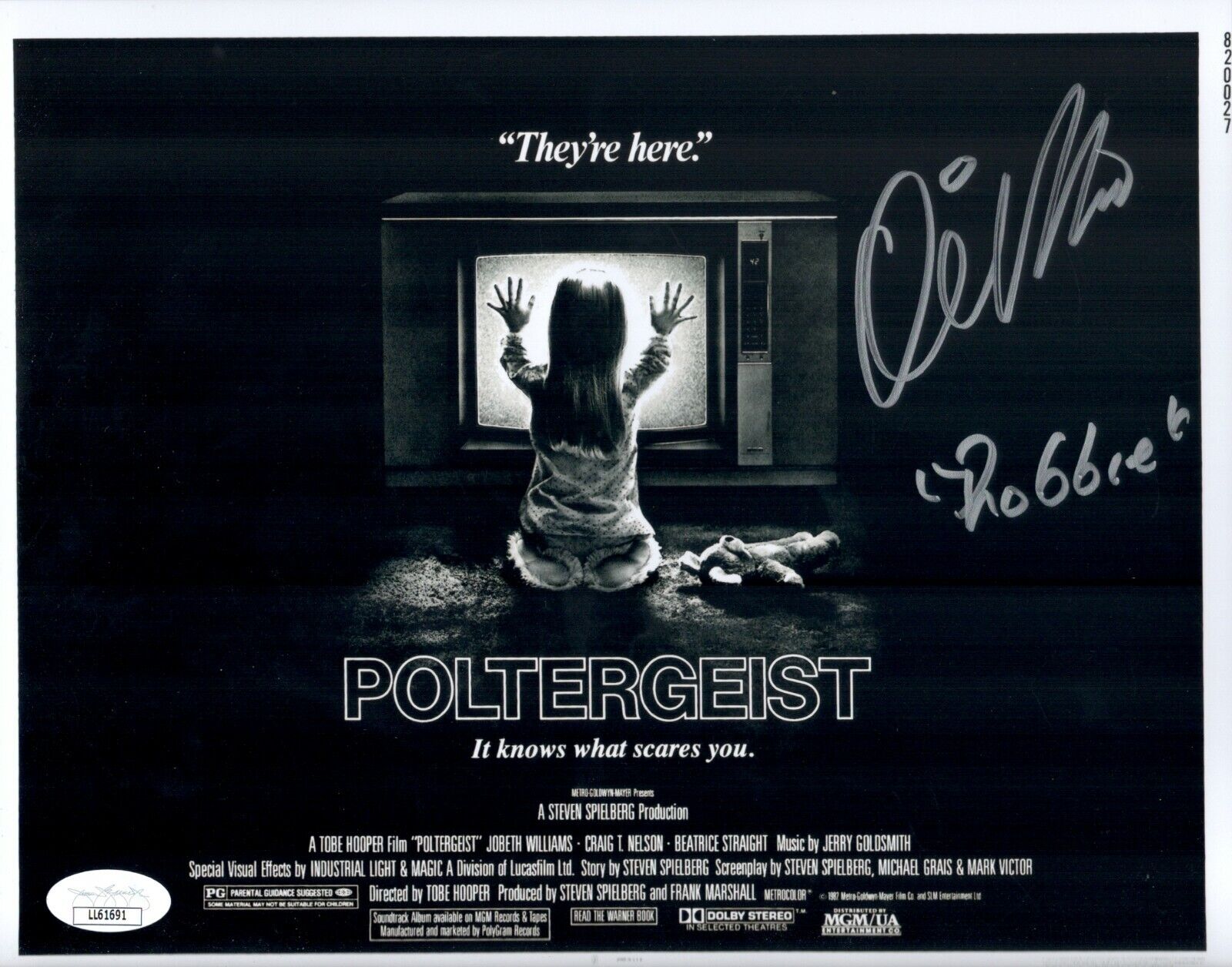 OLIVER ROBINS Signed ROBBIE 8x10 Photo Poster painting POLTERGEIST Horror Autograph JSA COA Cert