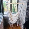 Outdoor Tassels Hammock Garden Patio White Cotton Swing Chair Hanging Bed