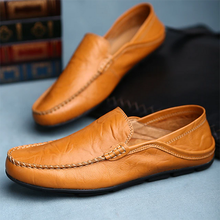 Men'S Flat Slip On PU Leather Breathable Loafer Shoes