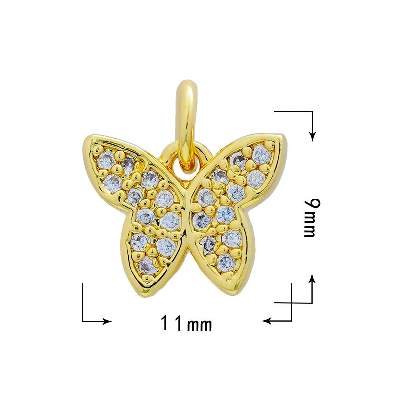 1 Piece 12*16mm Copper Zircon Star Heart Shape Butterfly Pendant Jewelry Accessories