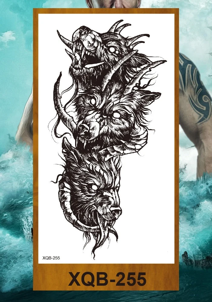 Temporary Flower Arm Tattoos Stickers Samurai Sword Dragon Snake Totem Men Women Girls Chest Fake Tatoo Drop Shipping DIY