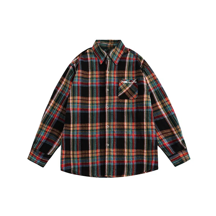 Classic Cotton Plaid Long Sleeve Shirt - yankia