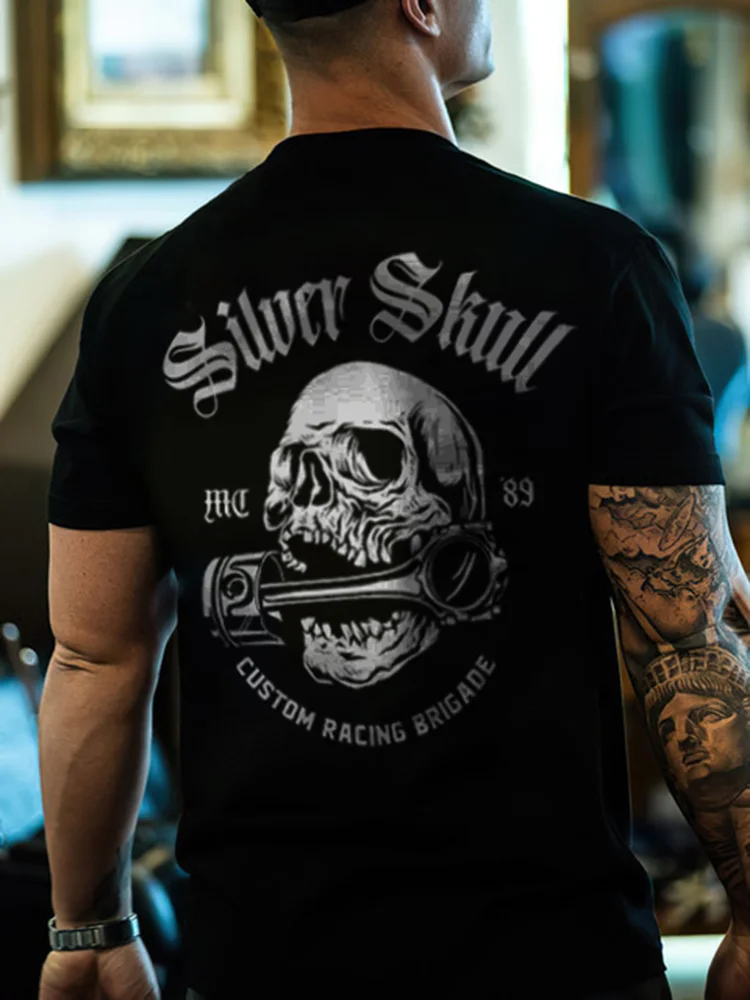 Silver Skull Custom Racing Brigade T-shirts - Devcarry