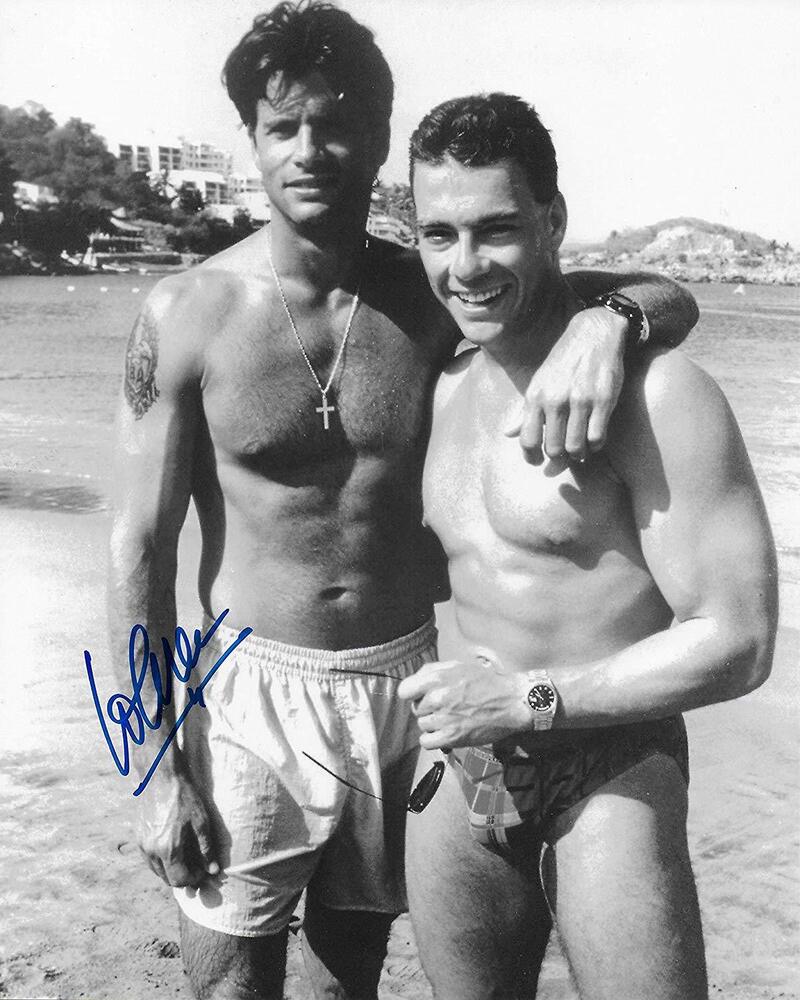 Lorenzo Lamas Shirtless W/Van Damme Signed 8X10 Photo Poster painting At Hollywoodshow