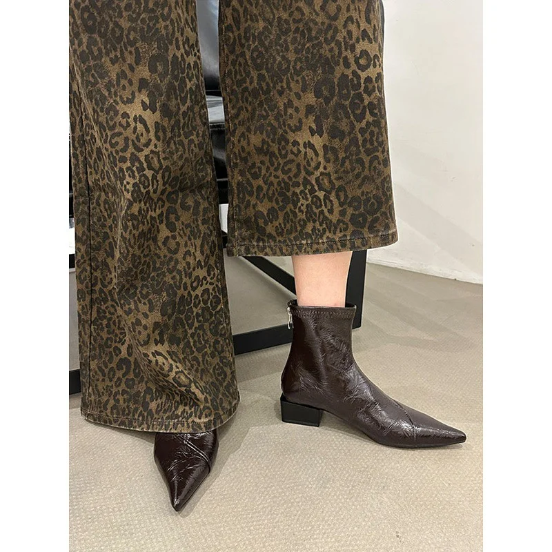 Breakj Breakj Short Boots Women 2025 Autumn And Winter New Boots Thick And Short-Cular Women Boots Small Thin Skin Boots High Heels Martin Boots