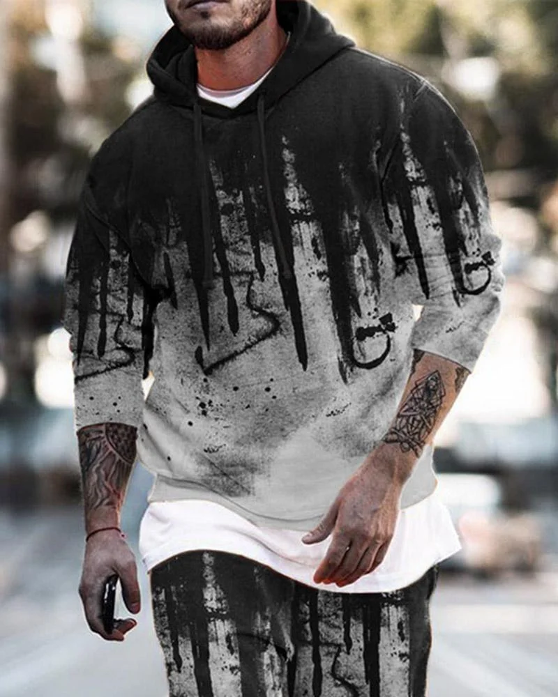 Men's Gradient Printing Hooded Hoodies