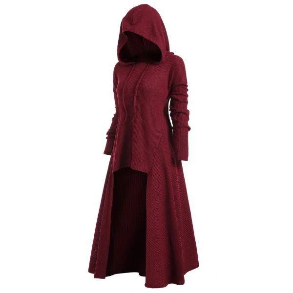 Halloween Women's Plus Size Irregular Dress Hooded Loose Solid Color Outwear