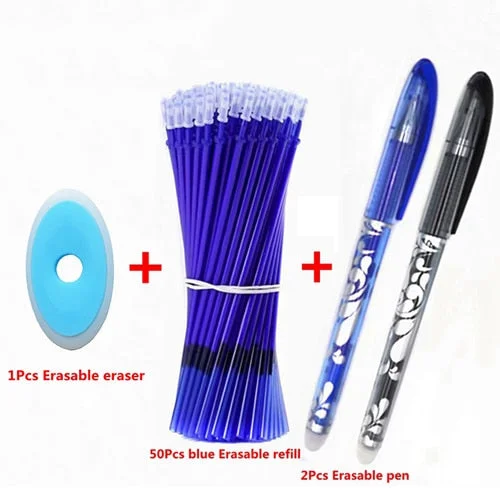 53Pcs/lot 0.38mm Erasable Washable Pen Refill Rod for Handle Blue/Black Ink Gel Pen School Office Writing Supplies Stationery
