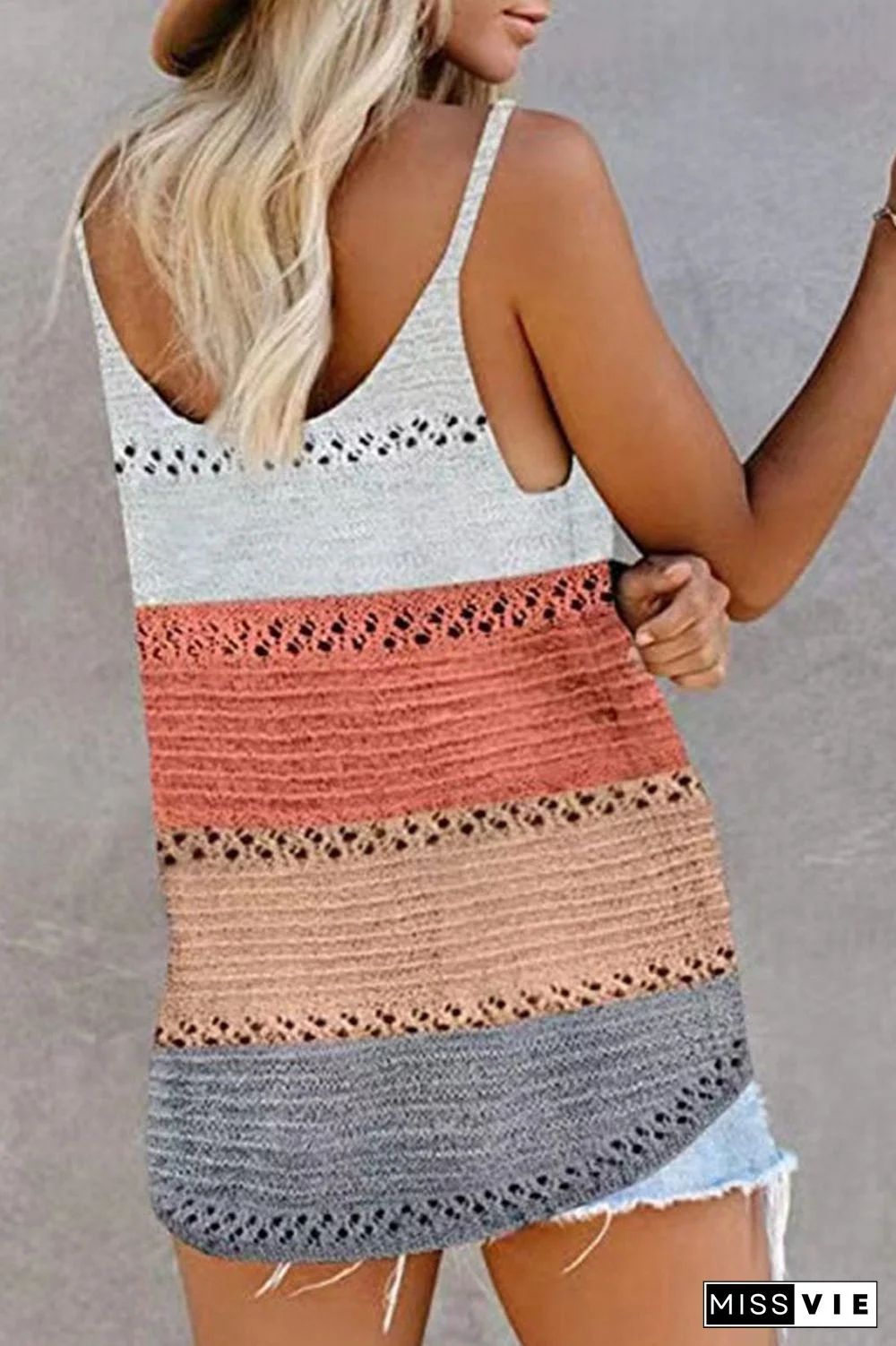 Color Block U-Neck Sleeveless Vest