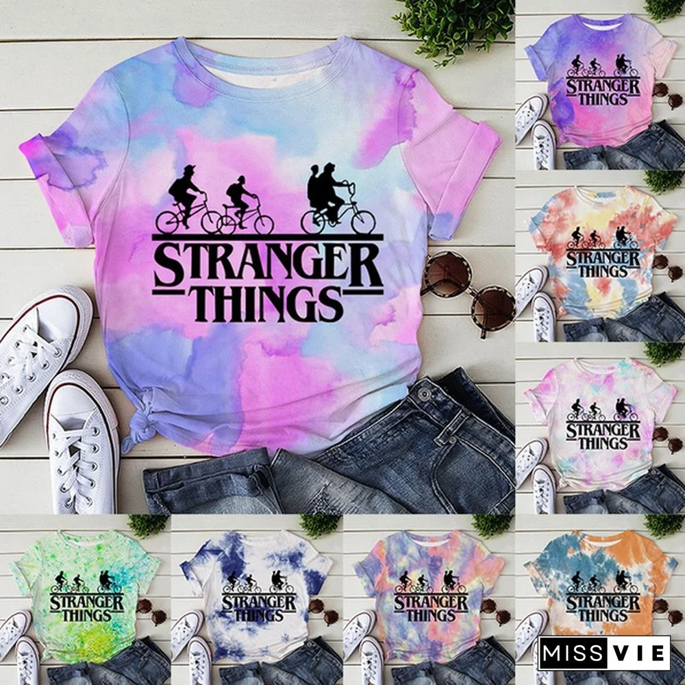 New Stranger Things 3D T Shirt Unisex Casual Tie Dye Short Sleeve Teenager Fashion Streetwear Round Neck Shirt Tee