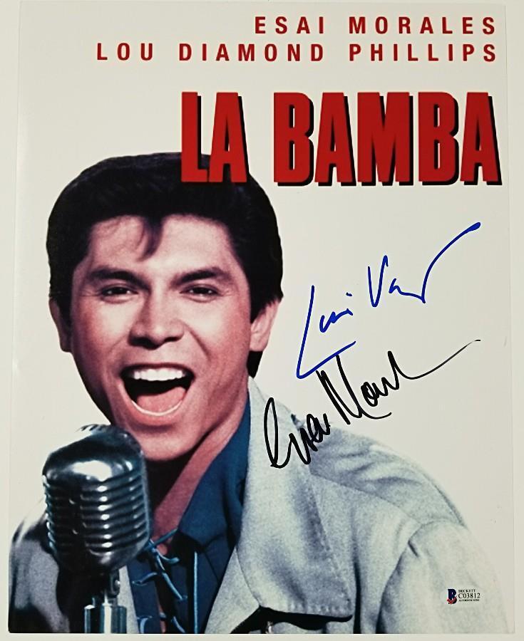 LUIS VALDEZ + ESAI MORALES Signed 11x14 Photo Poster painting LA BAMBA Auto w/ Beckett BAS COA