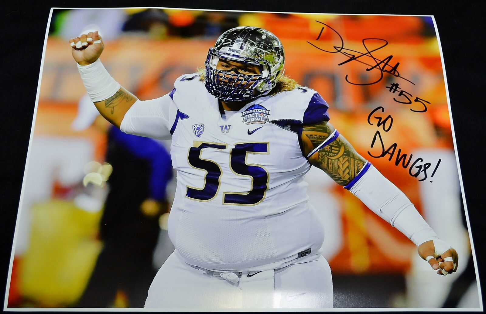 Danny Shelton 16x20 Photo Poster painting INSCR Autographed Signed AUTO UW Huskies Cactus Bowl