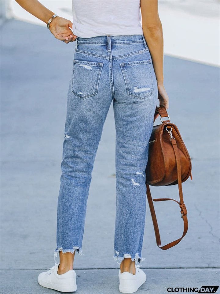 Fashion Skinny Women's Ripped Stretchy Denim Jeans