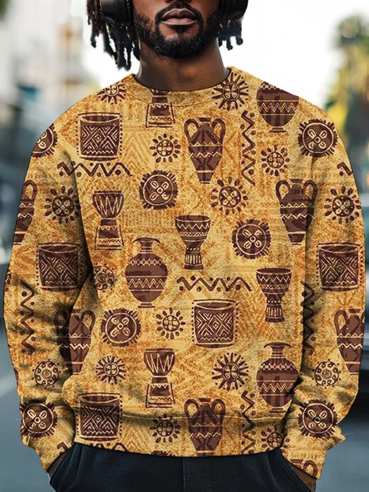 Men's African Tribal Art Print Casual Sweatshirt