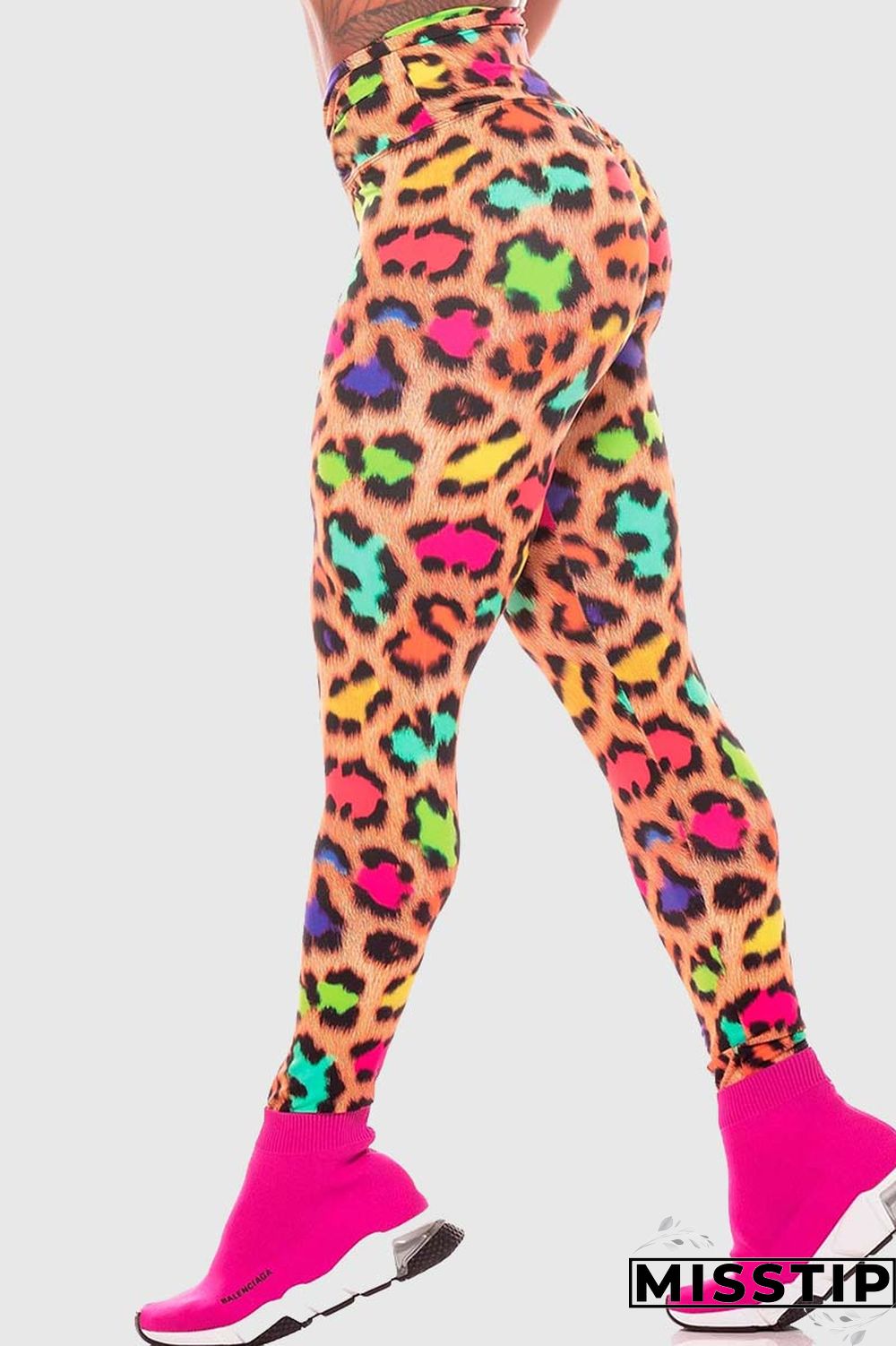 Colour Casual Sportswear Print Basic Skinny Mid Waist Trousers