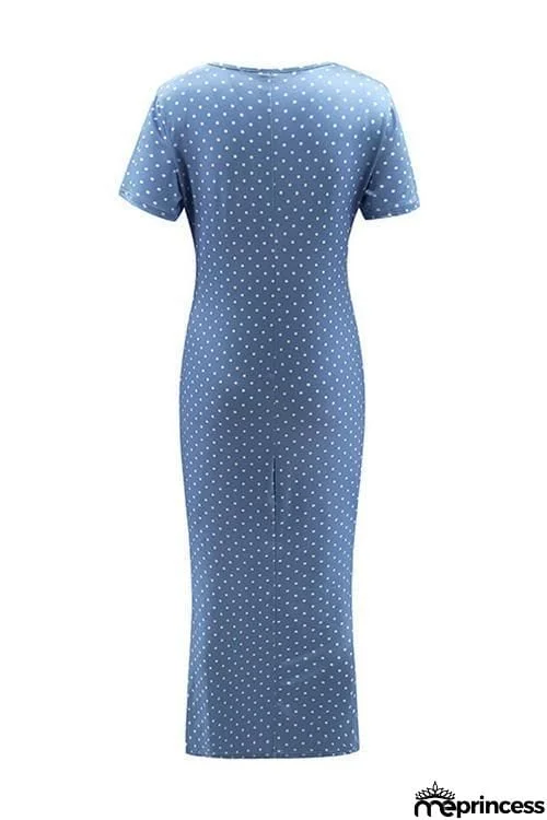 Polka Dots Short Sleeve Maxi Dress