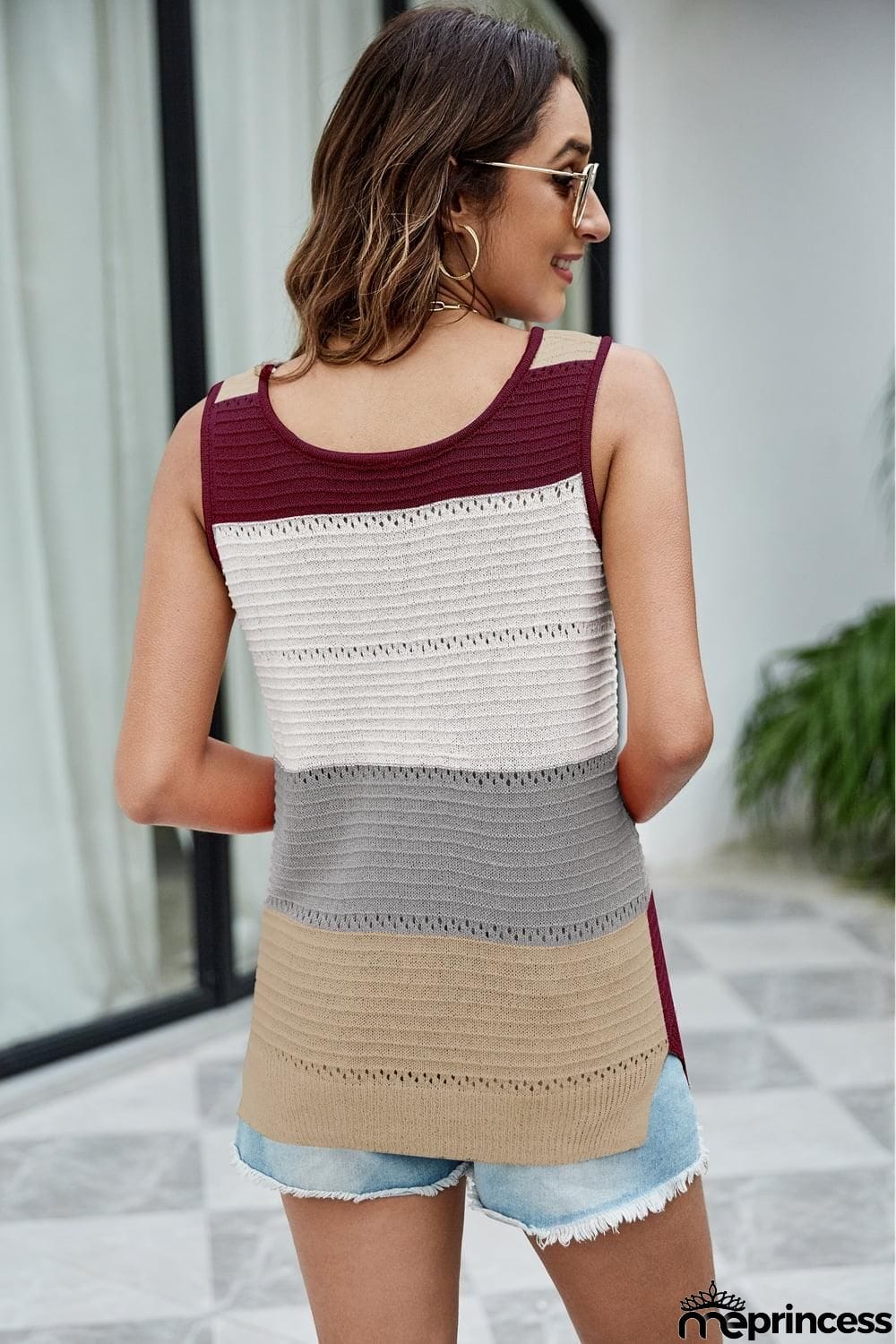 Color Block Slit Knit Tank