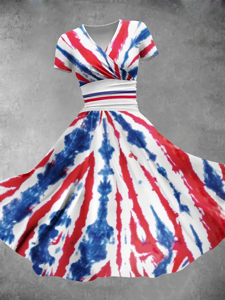 Women's American Independence Day Pattern Art Design Print Maxi Dress