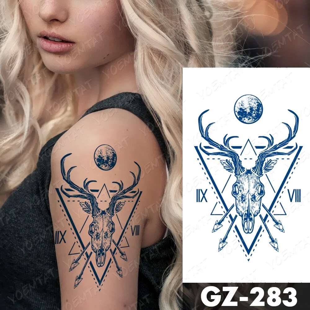 Sdrawing Juice Lasting Ink Waterproof Temporary Tattoo Sticker Genipin Herbal Tatoo Women Body Art Fake Tatto Snake Flower