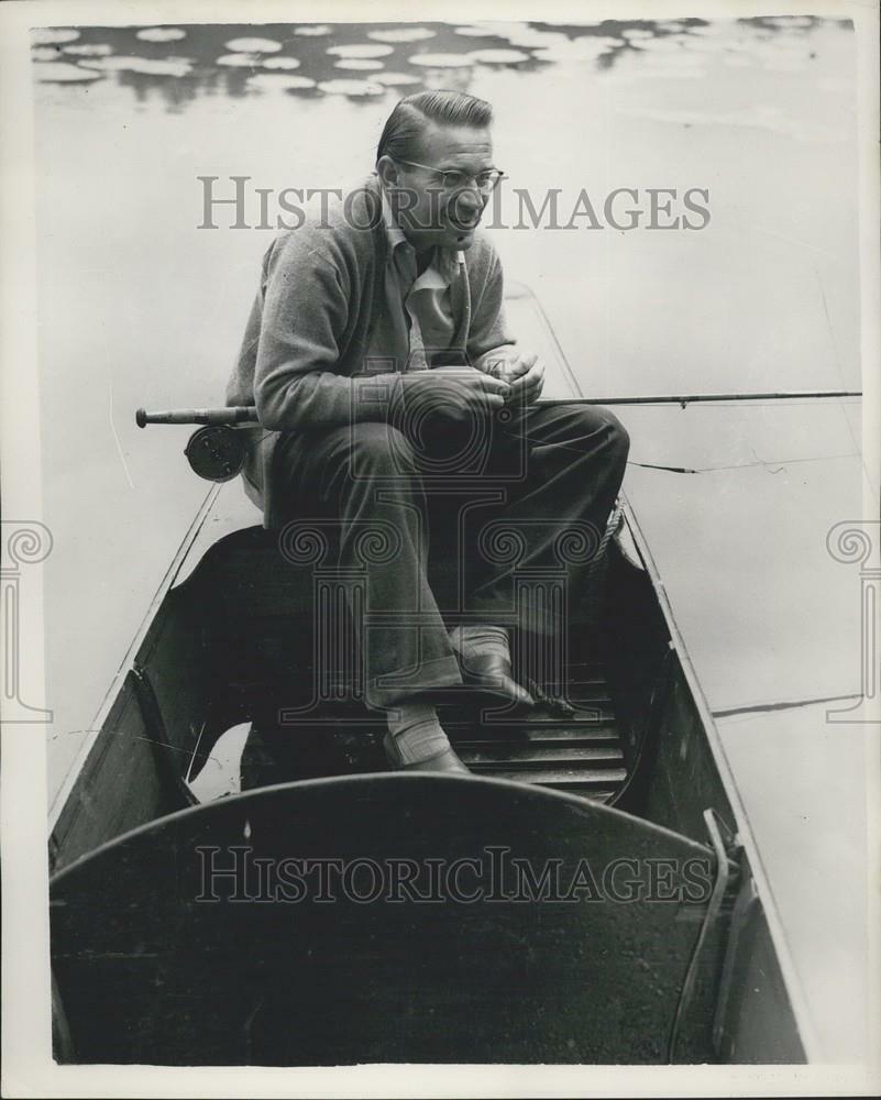 Press Photo Poster painting Tennis Pro Jaroslav Drobny Goes Fishing