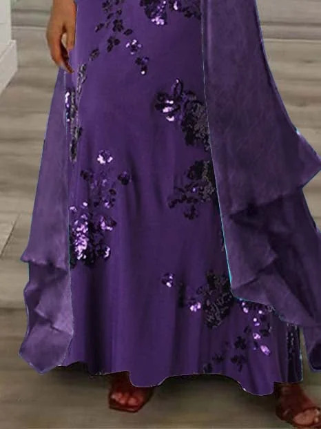 Women Half Sleeve V-neck Solid Color Dress