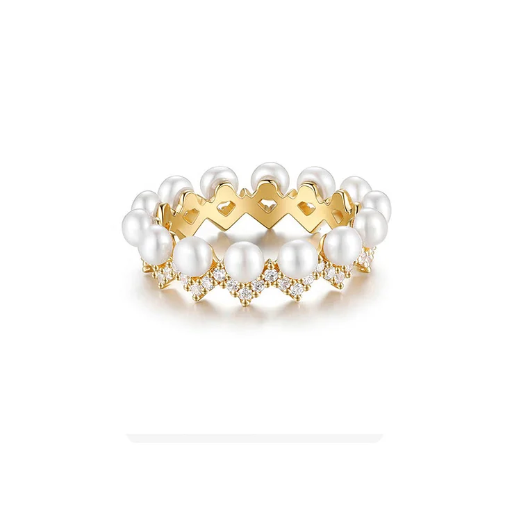 For Daughter - S925 I Will be There for You Through The Highs and Lows in Life Wave Pearl Ring