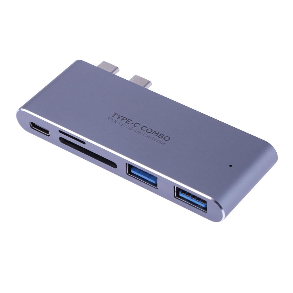 

Dual Type-C USB 3.1 HUB Combo SD/TF Card Reader Adapter for Macbook Pro, Grey, 501 Original