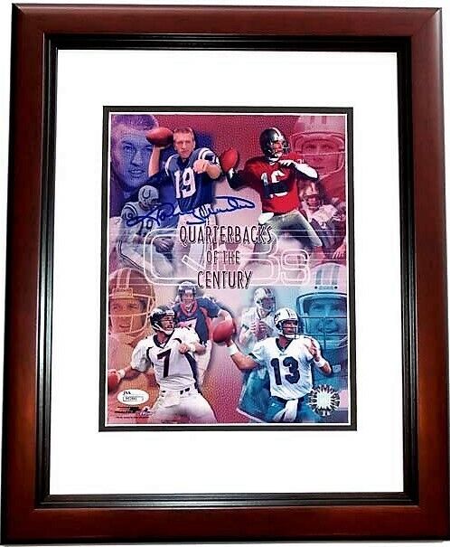 Johnny Unitas Signed Autographed Baltimore Colts 8x10 Photo Poster painting Mahogany FRAME + JSA