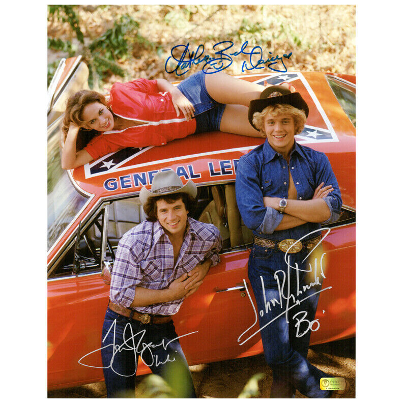 John Schneider Tom Wopat Catherine Bach Autographed Dukes of Hazzard 11x14 Photo Poster painting