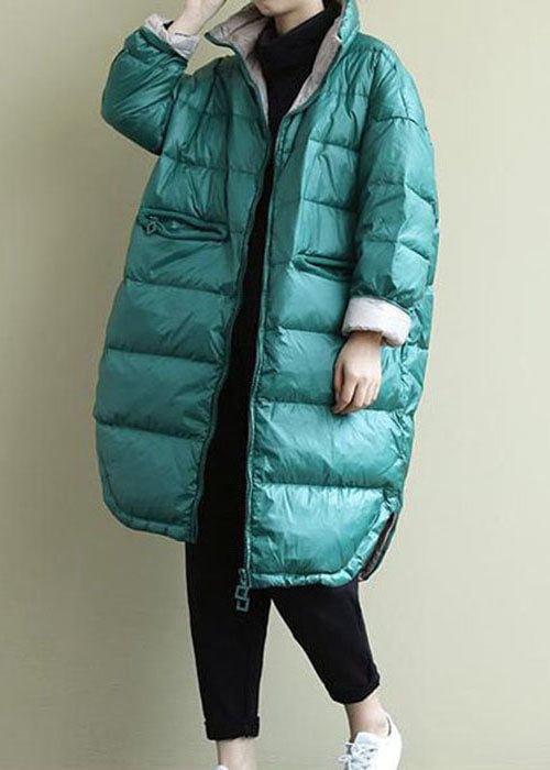 Fitted Blue Green Zip Up thick Fine Cotton Filled Parkas Winter CK1724- Fabulory