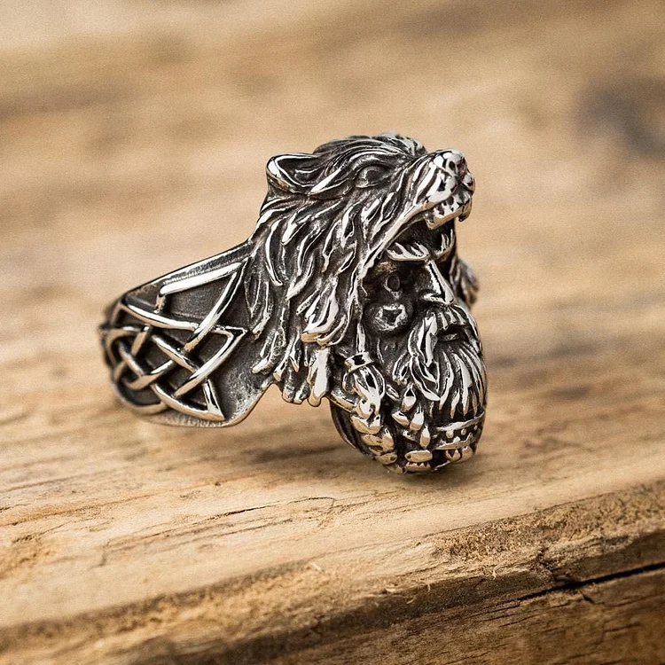 Coutureaura Odin Worrior Wolf Head Ring