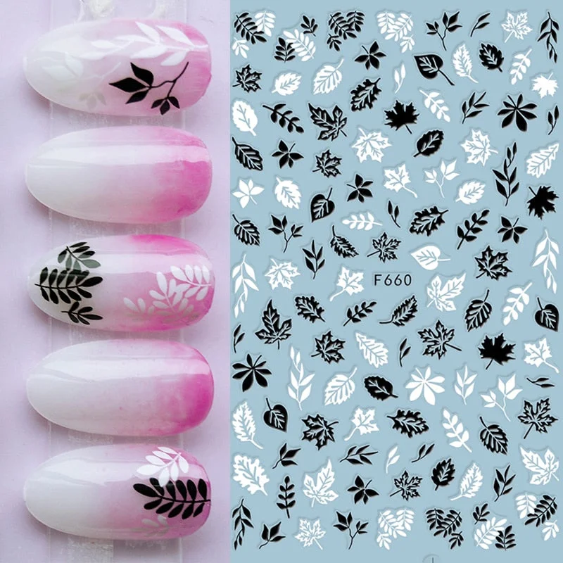 Gold White Bronzing Christmas Nail Sticker 3D Snowflakes Leaf Geometry Lines Letter For Manicure Sliders Decoration Accessories