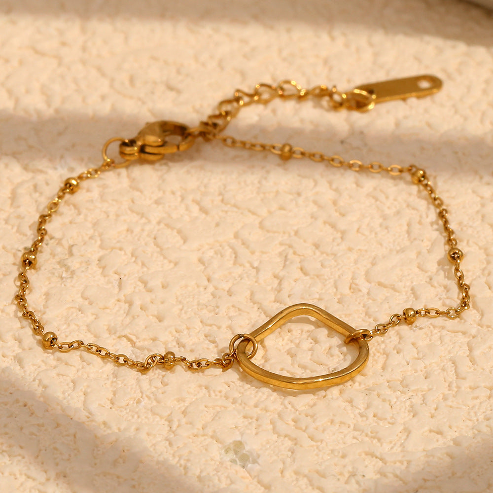 Fashionable Simple Niche High-End Hand Jewelry Stainless Steel Plated With 18K Gold Irregular Circle Clip Bead Bracelet