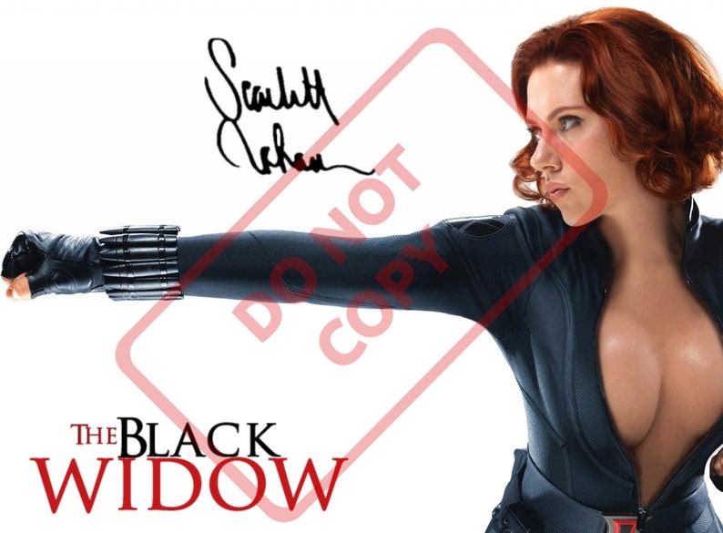 Scarlett Johansson Sexy Black Widow8.5x11 Autographed Signed Reprint Photo Poster painting
