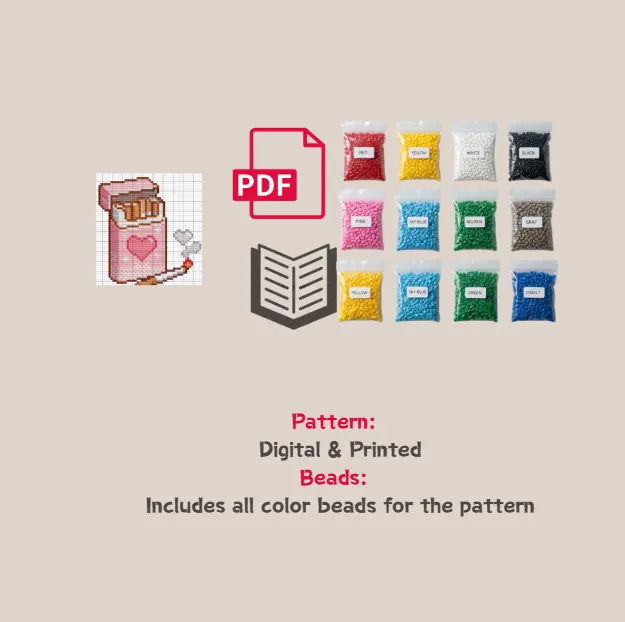 Pink Ciggie Pixel Pattern Fuse Bead Kit  | Cute DIY Fuse 1715 Beads Set