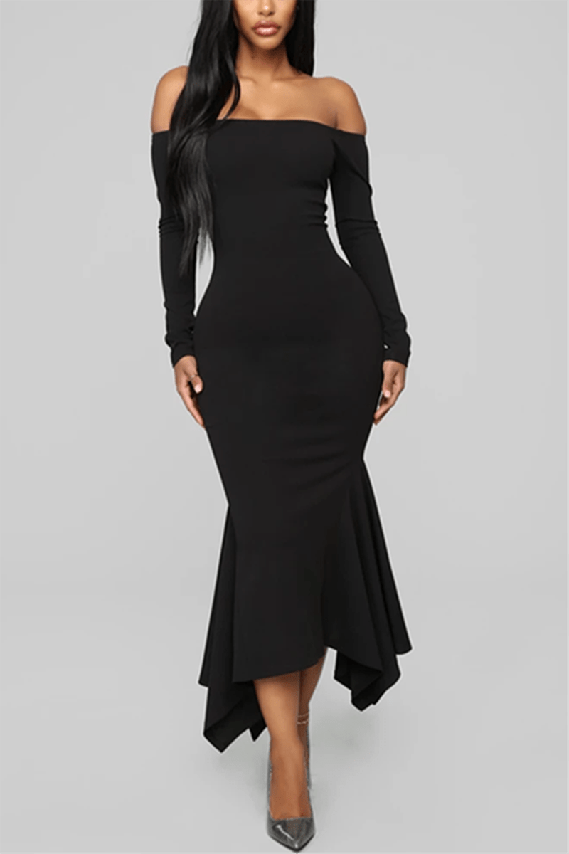Sexy Solid Color Off Shoulder Dress
