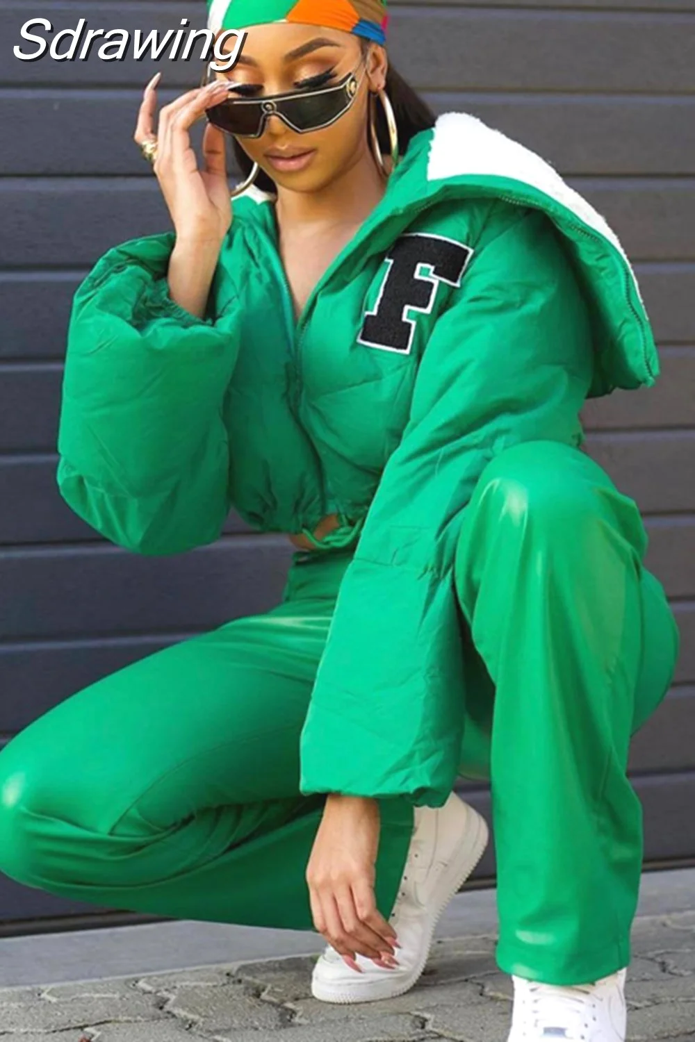 Sdrawing Letter Cropped Puffer Jackets and Coats Winter Clothes Women 2023 Street Fashion Parkas Outerwear Wholesale D48-FE65