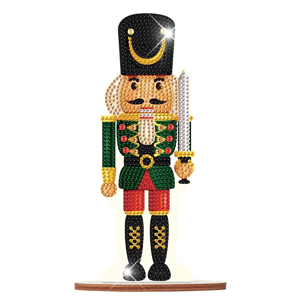 Wooden Crystal Painting Desktop Kit Diamond Art Table Decor (Xmas  Nutcracker #4)