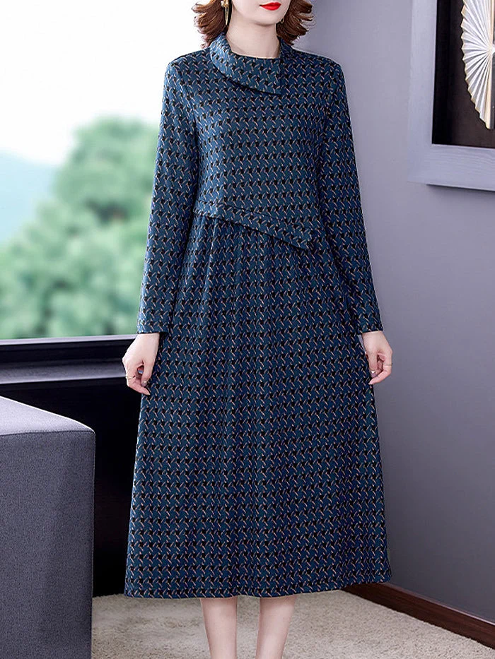 Knitted Jacquard Retro Elegant Base Dress