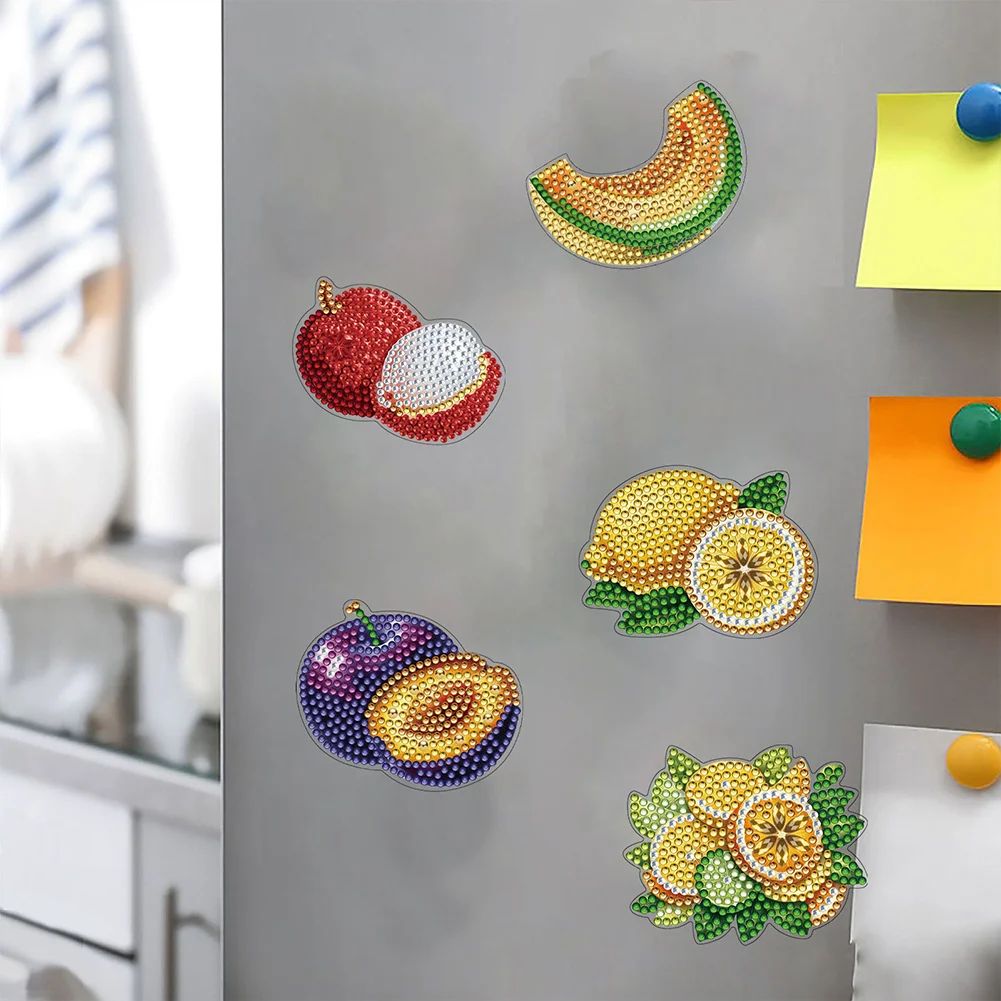 12Pcs Diamond Art Magnets Fridge Sticker Set for Adults Beginners (CN562 Fruit)