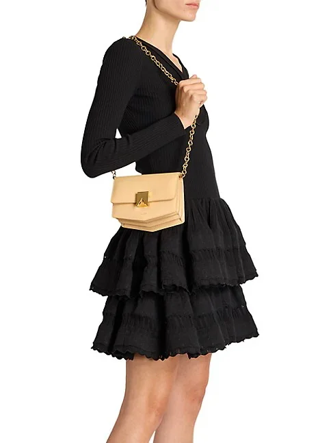 Ala&iuml;a Small Le Papa Leather Chain Shoulder Bag
