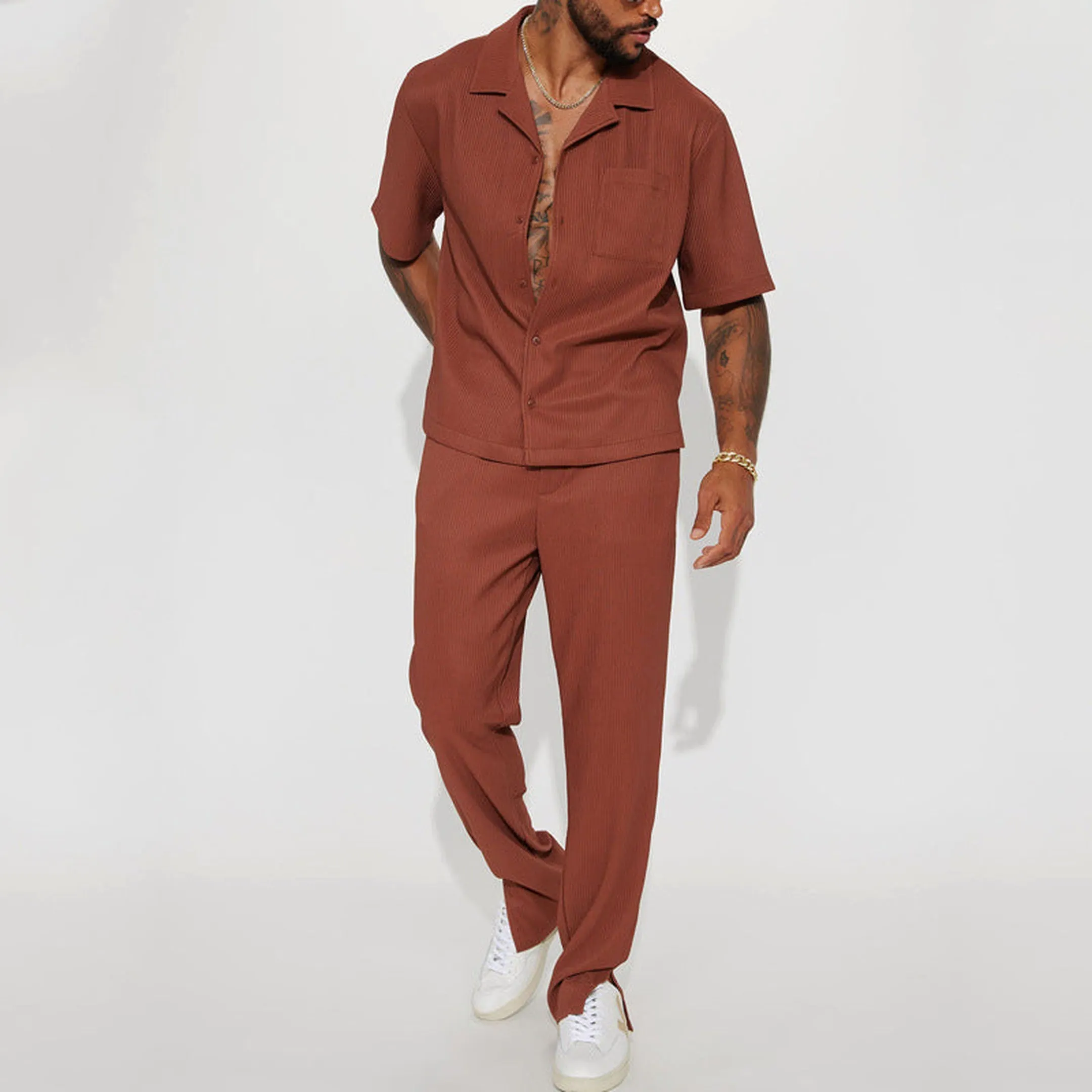 Men's Linen-Blend Shirt and Trousers Set &ndash; Summer Co-ord