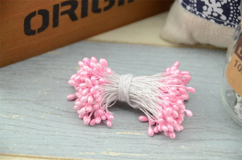 3mm 300pcs Double heads Mini Pearl Stamen Sugar Artificial Flower For Wedding Decoration DIY Scrapbooking Wreath Fake Flowers