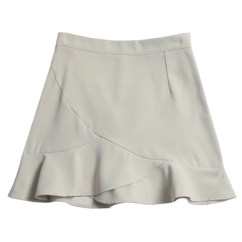 Uveng Real Shooting Small Lotus Leaf Side Fishtail Short Skirt Anti-Light High-Rise Thin A Word Bag Hip Skirt 8191