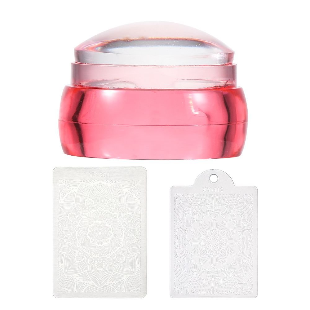 3pcs Head Nail Stamper Easy-French Nail With Plastic Scraper Stamp For Stamping Polish Print Manicure Transparent Stamp Kit