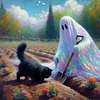 Halloween Geist und Katze - runder Bohrer Diamantmalerei - 40*40cm
