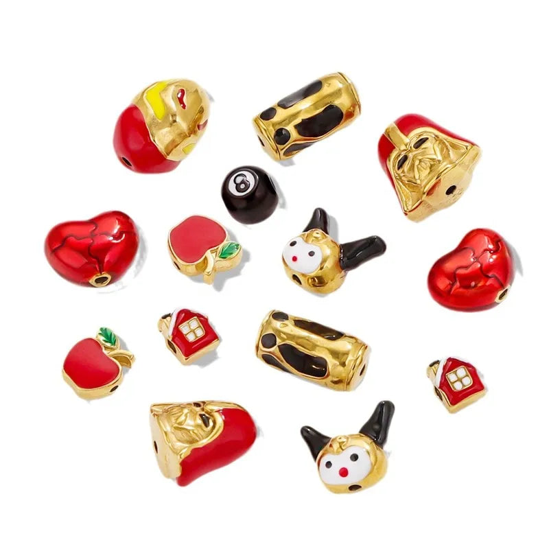 5 PCS/Package 12*16mm Hole 1~1.9mm 304 Stainless Steel Fruit Heart Shape Jewelry Accessories